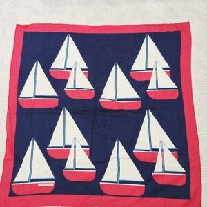 Hermes Red and Navy Sailboat Scarf